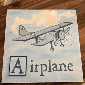 Airplane wooden sign for baby and child’s room. Good condition.